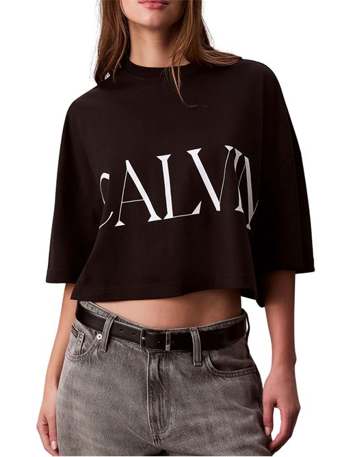 T-shirt nera in cotone Calvin Klein Jeans | LV047D206GUB1